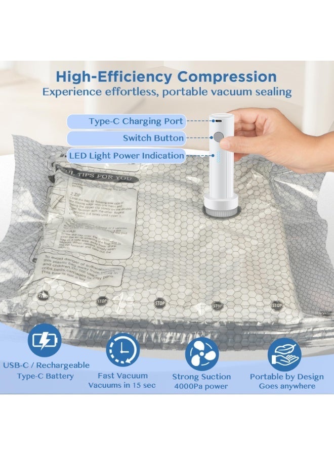 Celeritek 18 Pack Vacuum Seal Bags for Clothing Travel, Travel Vacuum Storage Bags with Rechargeable air Pump, Carry-on Size Compression for Luggage and Suitcases, Space Saver for Clothes - Image 3
