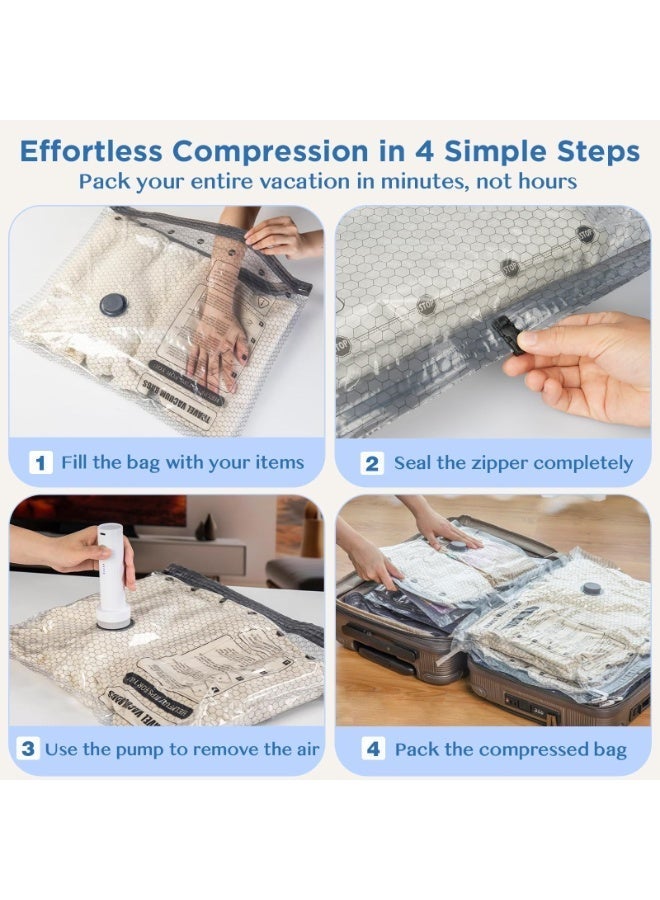 Celeritek 18 Pack Vacuum Seal Bags for Clothing Travel, Travel Vacuum Storage Bags with Rechargeable air Pump, Carry-on Size Compression for Luggage and Suitcases, Space Saver for Clothes - Image 5