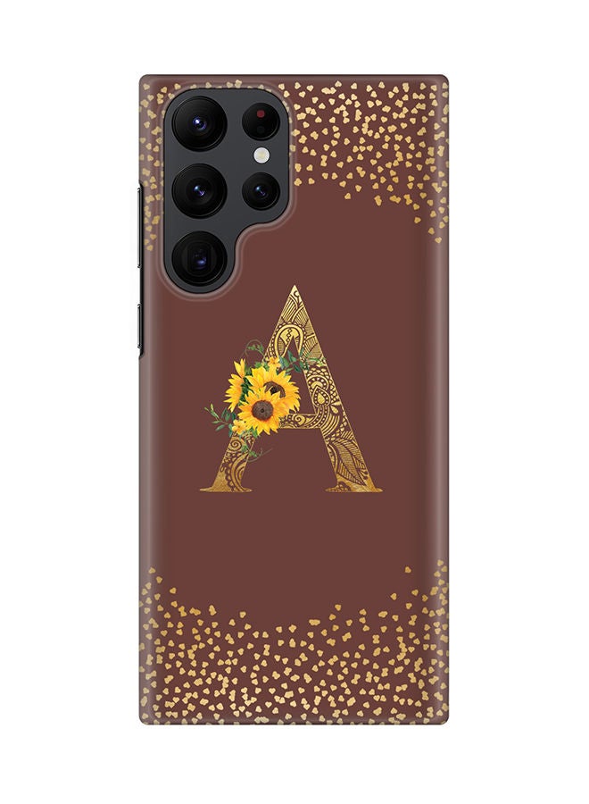 Stylizedd Monogram Slim Cover for Samsung Galaxy S22 Ultra 5G Case Custom Initials Letter Floral Pattern Snap Series Mobile Cover Matte Alphabet  - A (Brown) - Image 1