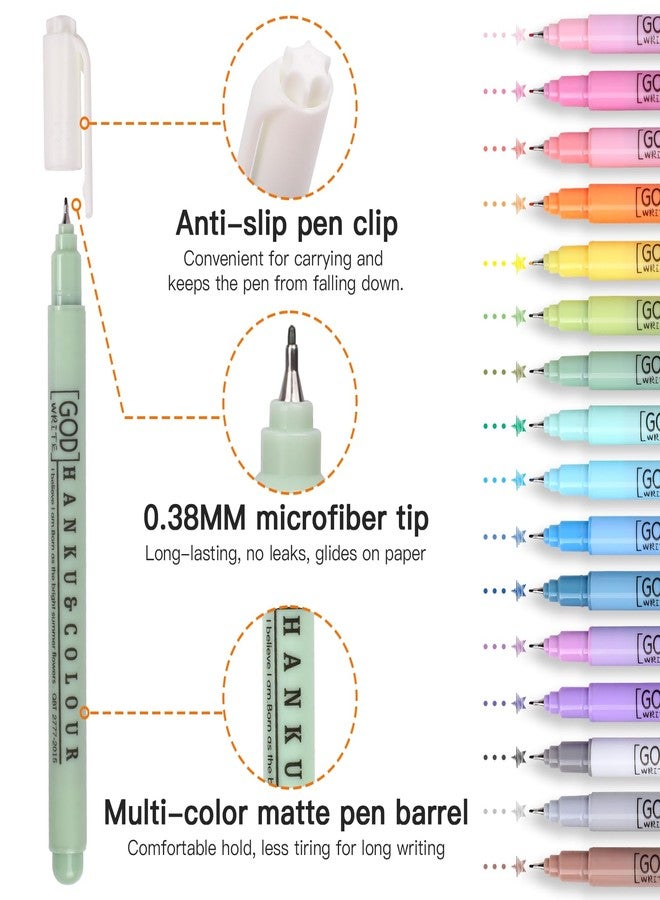 HANKU 0.38mm Fineliner Colored Pens 16 Pack, Felt Tip Pens No Bleed Through Bible Journaling Pens for Bible Study, Bullet Journal, Planner, Coloring & Office Supplies - Image 2