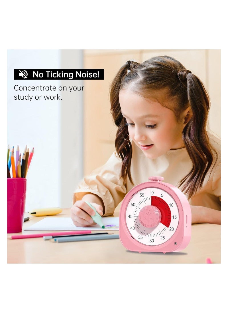 Generic - Visual Timer for Kids Rechargeable Toddler Timer Visual Countdown Timers Clock Pomodoro Timer 60 Minute Visual Timer Kids Adults Time Management Tool for Classroom Office Library (Pink) - Image 1