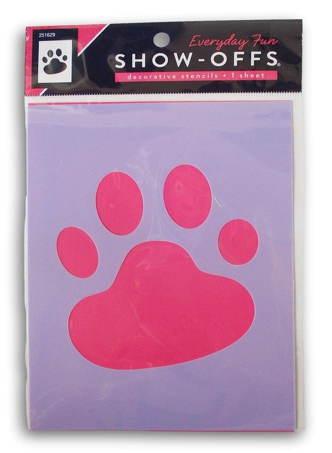Show-Offs Paw Print Reusable Multimedia Stencil - 5 x 7 Inches - Image 1