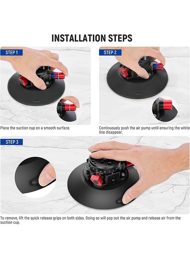 NEEWER 6"/15.2cm Camera Suction Cup Mount with Ball Head Magic Arm, Metal Suction Cup Mount on Car Windshield Dash for Camera/Action Camera/Phone Holder, with 1/4" & 3/8" Mounting Holes for ARRI - Image 4