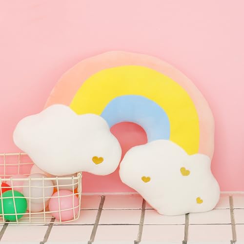NatureMan Moon Rainbow Cloud Pillow Cushion Soft Plush Cloud Shaped Pillow Stuffed Rainbow and Moon Nursery DecorBedside Sofa Sleeping Pillow Kids Cute Candy Color Cushion - Image 3