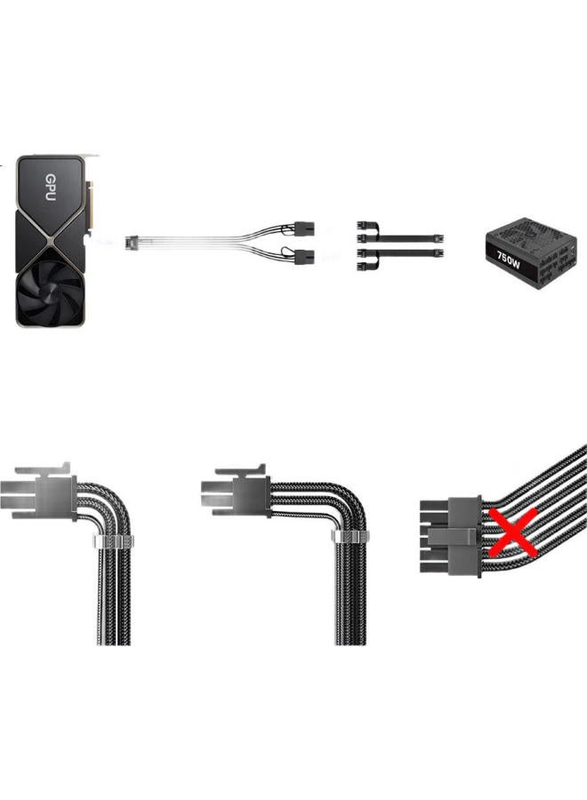 Jeyi 12Vhpwr Graphics Card Power Extension Cable 3*8Pin To 16Pin Extension Cable Three 8Pin To 12+4Pin 45Cm Black - Image 1