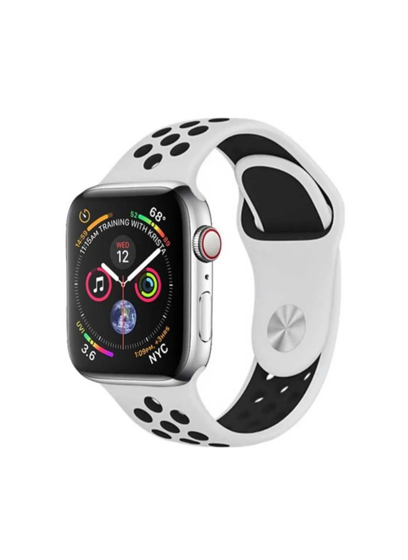 TWEGGON - Apple Watch Band 49mm/45mm/44mm Dot Pattern Strap for Apple Watch Compatible with 49mm/45mm/44mm/42mm White/Black - Image 1