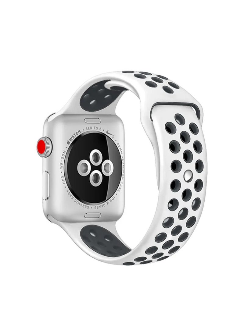 TWEGGON - Apple Watch Band 49mm/45mm/44mm Dot Pattern Strap for Apple Watch Compatible with 49mm/45mm/44mm/42mm White/Black - Image 1