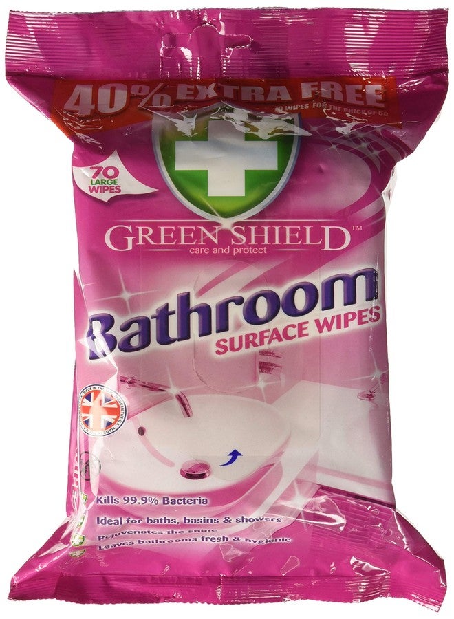 GREEN SHIELD Greenshield Bathroom Surface Wipes - Pack of 70 Large wipes - Image 1