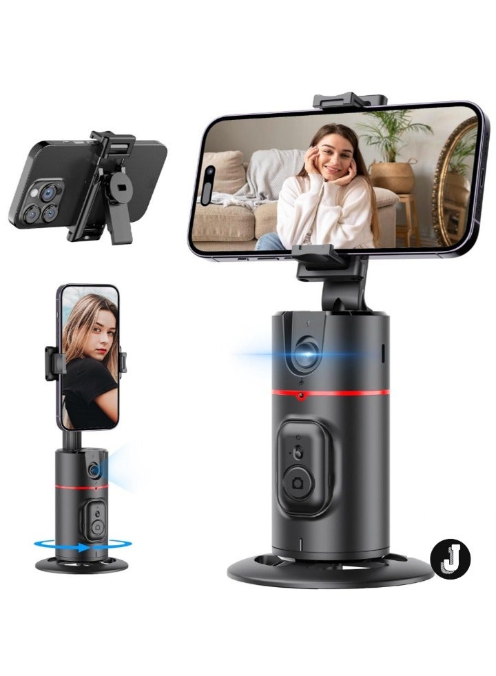 JAJEEK Auto Face Tracking Tripod – Smart 360° Rotation Body Phone Camera Mount for Vlogs & TikTok with Remote, Extendable, Rechargeable (Black), Perfect for Selfies, Live Streaming, and Content Creation - Image 1