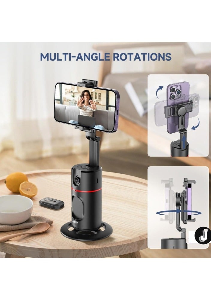 JAJEEK Auto Face Tracking Tripod – Smart 360° Rotation Body Phone Camera Mount for Vlogs & TikTok with Remote, Extendable, Rechargeable (Black), Perfect for Selfies, Live Streaming, and Content Creation - Image 3