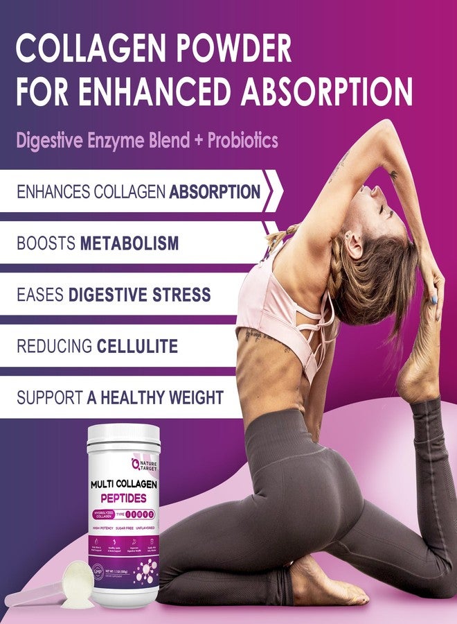NATURE TARGET Multi Collagen Peptides Powder - Type I, II, III, V, X - Hydrolyzed Collagen Peptides with Vitamin C Hyaluronic Acid, Supports Skin Hair Nail & Joint, Grass-Fed, Non-GMO, 50 Servings - Image 5