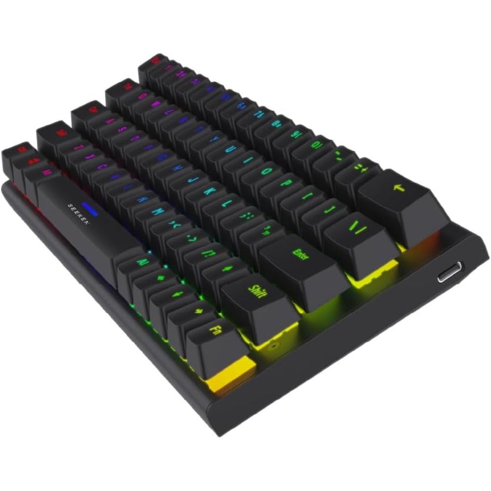 Gaming Keyboard Compact 60% Design Mechanical Keyboard, Wired Keyboard with RGB, Anti-Ghosting, 21-Key Rollover, USB-C, Windows/Mac/Linux Compatible, Plug‑and‑Play, Black Red Switches