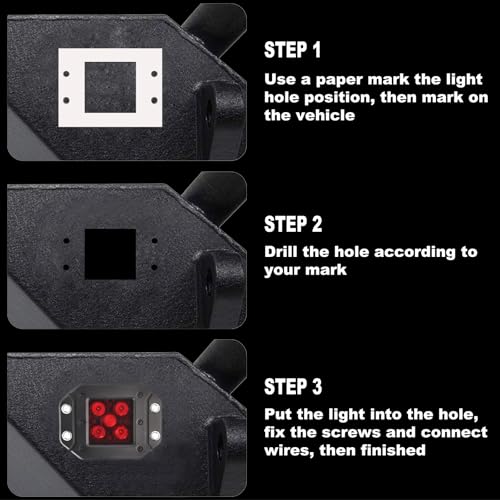 PKEDUO 5inch Cube Flush Mount Light Pods 25W Red Backup Reverse Offroad Driving Light Compatible with SUV ATV UTV Truck Pickup Boat Marine - Image 5