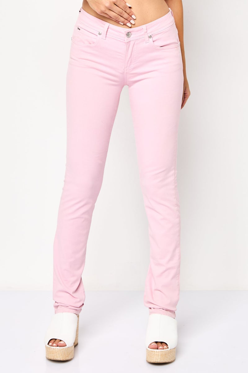 Harmont & Blaine Women Regular Fit Brand Logo Straight Leg Pants, Pink - Image 1