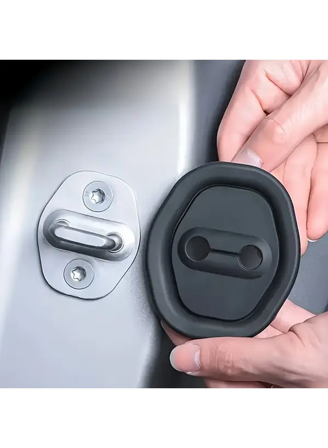 12PCS Black Car Door Lock Protective Cover and Damping Pad Set Shock Absorbing Anti Collision Stickers - Image 4