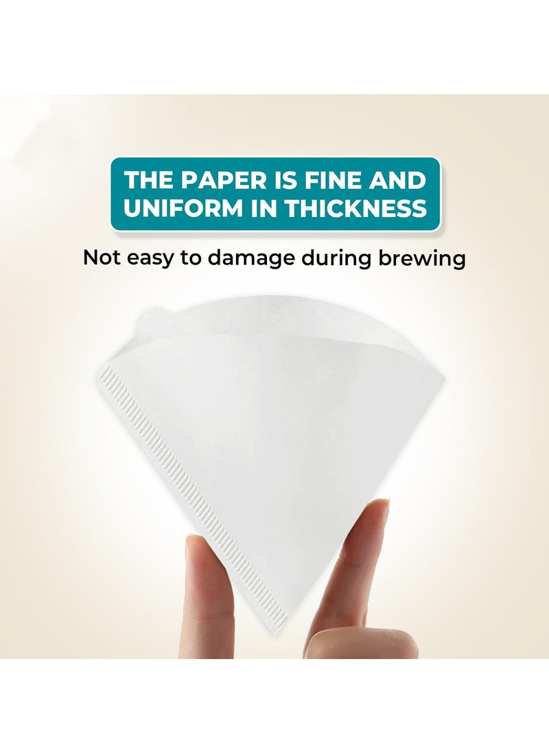 Beauenty Coffee Filters , 2-4 Cups Natural Unbleached Coffee Filter Paper, Cone Shaped Paper Filters Easy to Use Upgraded Design Size V02, Compatible with V60 Pour Over Drippers (White) (100)  - Image 3
