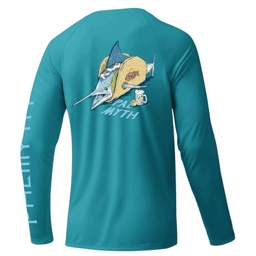Palmyth Fishing Shirts for Men Long Sleeve UPF 50 Sun Protection UV T Shirt Tee Jade Marlin Taco L - Image 1