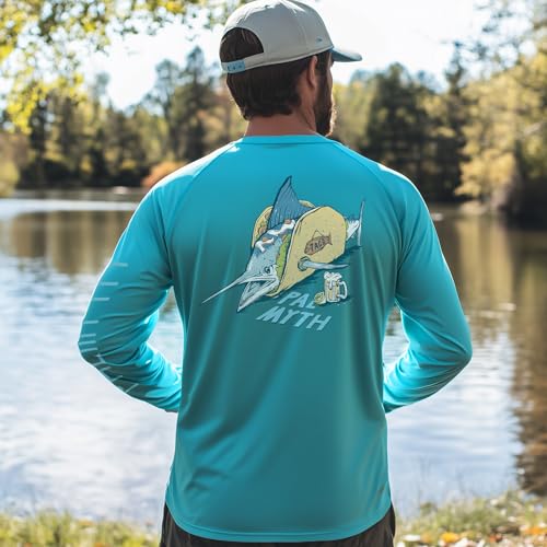 Palmyth Fishing Shirts for Men Long Sleeve UPF 50 Sun Protection UV T Shirt Tee Jade Marlin Taco L - Image 3