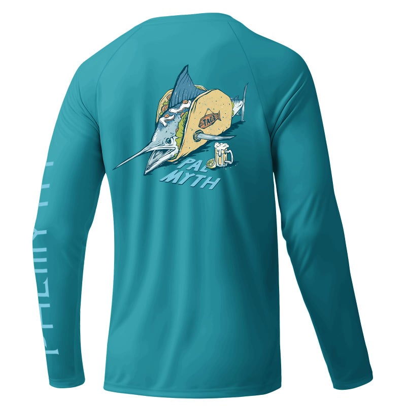 Palmyth Fishing Shirts for Men Long Sleeve UPF 50 Sun Protection UV T Shirt Tee Jade Marlin Taco L - Image 2