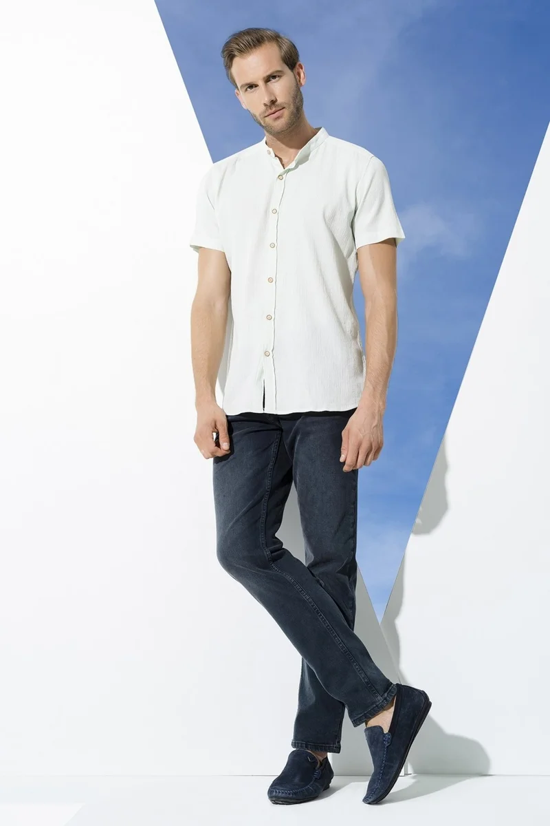 فور يو مان Organic Crew Neck Full Pat Short Sleeve Green Shirt S27050