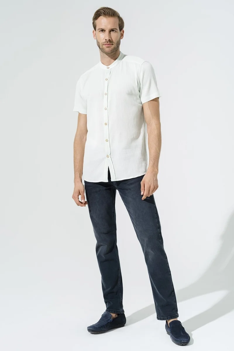 فور يو مان Organic Crew Neck Full Pat Short Sleeve Green Shirt S27050