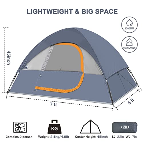 Unp Camping Tent 2 Person, Waterproof Windproof Tent with Rainfly Easy Set up-Portable Dome Tents for Camping - Image 2
