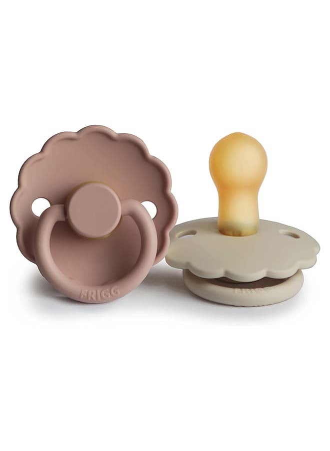 FRIGG Daisy Latex Baby Pacifier 0-6M 2-Pack Blush/Cream - Size 1 - Image 1