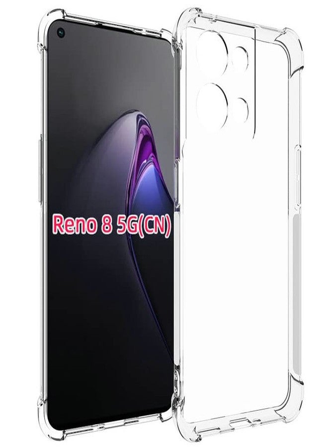 جراب USTIYA لهاتف Oppo Reno 8 5G، غطاء حماية شفاف من مادة TPU بأربعة زوايا، غطاء ناعم شفاف - Image 1
