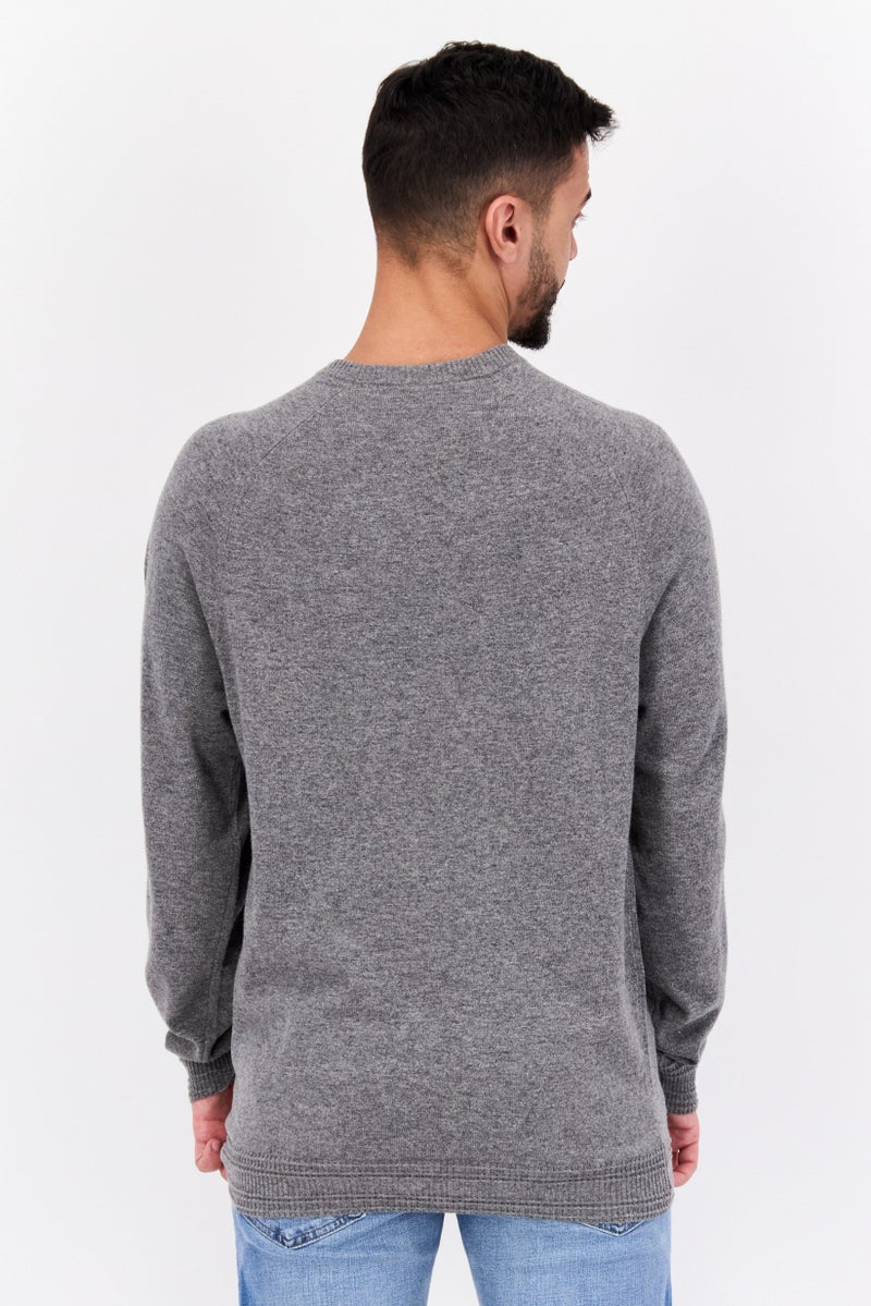 Lyle & Scott Men V Neck Long Sleeve Brand Logo Sweatshirt, Grey - Image 3