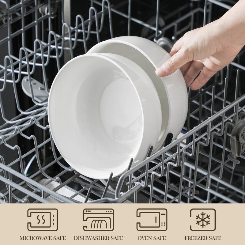 MALACASA Large Serving Bowls - 60 OZ (8"") Salad Bowls Set of 2  White Mixing Bowls for Kitchen  Soup  Pasta and Dinner  Large Salad Bowls Set  Dishwasher & Oven Safe  Series REGULAR - Image 4