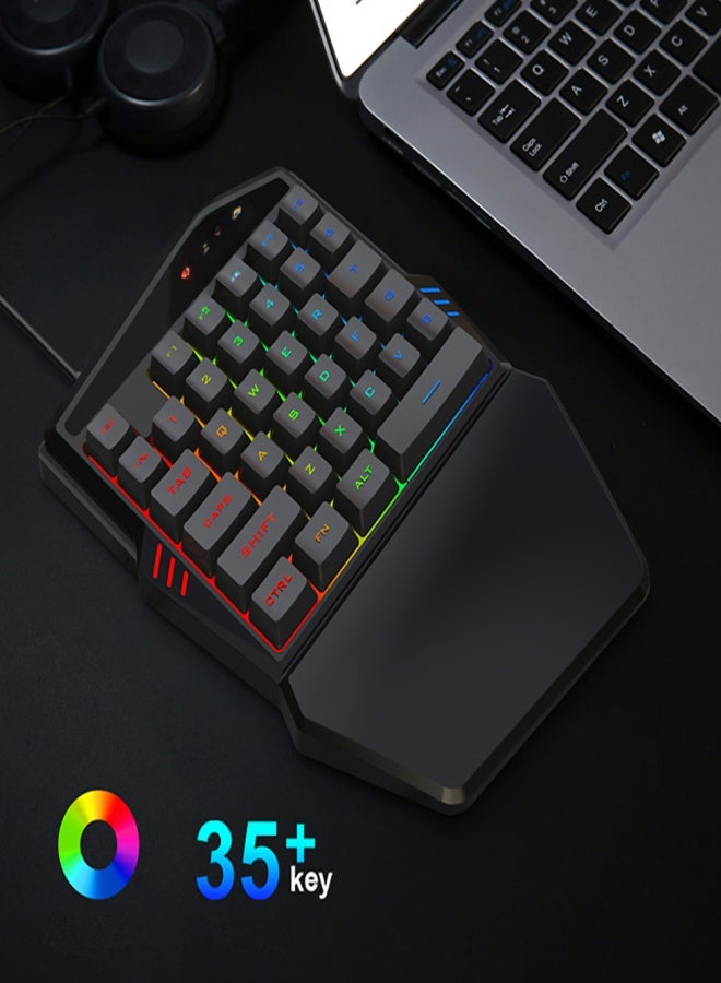 T-WOLF One Handed Gaming Keyboard T17 with Wrist Rest Colorful Backlit 35 Keys Portable Mini Ergonomic Mechanical Feel Gaming Keypad for PC Phone Laptop Desktop - Image 5