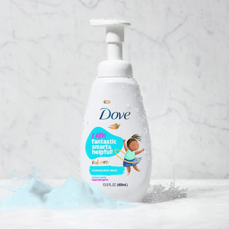Dove Kids Care Foaming Body Wash For Kids Cotton Candy Hypoallergenic Skin Care 13.5 oz - Image 4