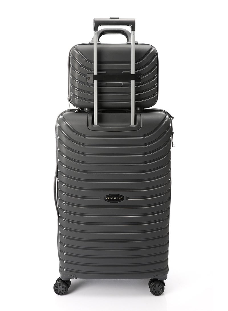 CROSSLAND Makeup Case – Polypropylene Hard Shell Cosmetic Bag, Travel Organizer, Lightweight & Stylish - Grey - Image 4