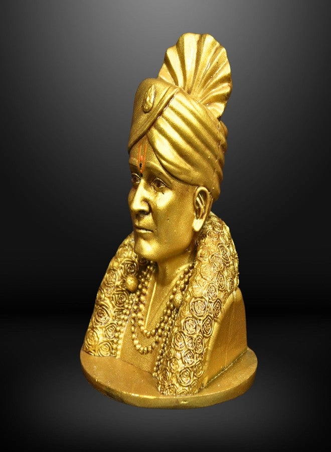 NEEANN Shree Gajanan Maharaj Murti Shegaon Small Size Statue - 4.5 Inches Polystone - Brass and Silver Finish Idol - Divine Car Dashboard, Office and Spiritual Home Décor Gan Gan Ganat Botey (Brass) - Image 4