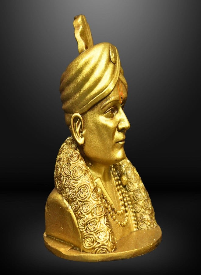 NEEANN Shree Gajanan Maharaj Murti Shegaon Small Size Statue - 4.5 Inches Polystone - Brass and Silver Finish Idol - Divine Car Dashboard, Office and Spiritual Home Décor Gan Gan Ganat Botey (Brass) - Image 3