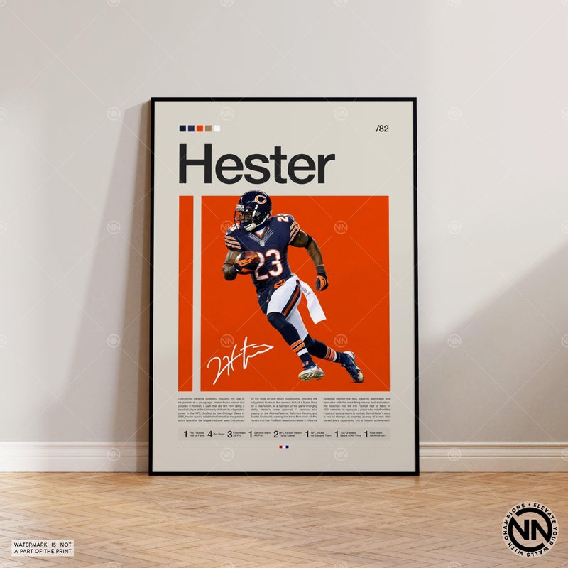 TNESSENTIAL Devin Hester Poster, Chicago Bears Print, NFL Poster, Sports Poster, NFL Fans, Football Poster, NFL Wall Art, Sports Bedroom Posters - Image 1