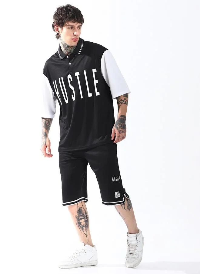 Hubberholme Men Streetletics Printed T-Shirt & Shorts Oversized fit Mesh Co-ord Set