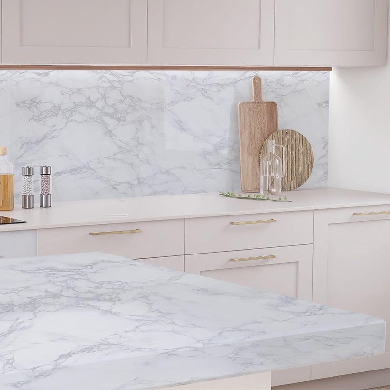 practicalws Peel and Stick Marble Wallpaper 15.7'' x 472.4'' Marble Contact Paper for Cabinets and Drawers, White Gray Granite Self Adhesive Removable Kitchen Backsplash Vinyl Wall Paper - Image 2