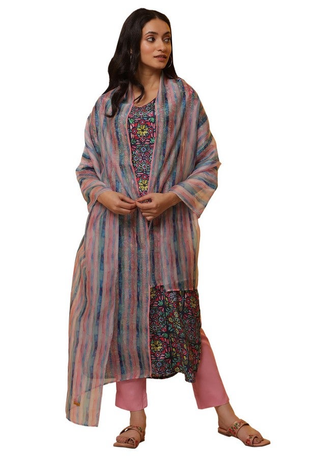 Aurelia Multi-Coloured Striped Organza Stole - Image 1