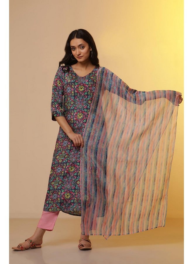 Aurelia Multi-Coloured Striped Organza Stole - Image 3