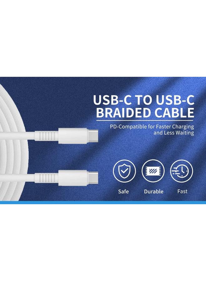 EKR 3A Usb C To Usb C Nylon Braided Data Cable 1 Meter Length White - Image 3