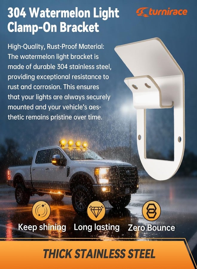 Turnirace Watermelon Light Bracket, Stainless Steel Clamp-On Truck Under Glow Frame Mount, Universal Lights Holder for Truck Trailer RV SUV (4 Pack) - Image 3