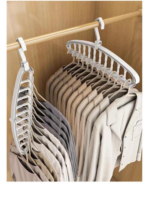 2 Pack Folding Hanger, Heavy Duty Plastic Clothes Hanger, Space Saving Hangers for Clothes, Suitable for Jeans, Pants, Shirts, Scarves, Sweaters, Coats (White)