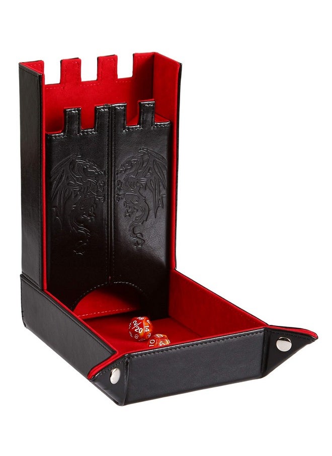 Forged Dice Co. Forged Dice Co. Draco Castle Foldable Dice Tray and Dice Tower - Foldable DND Dice Tray and Dice Rolling Tray Tower - Perfect for Dungeons and Dragons RPG and Tabletop Gaming - Red  - Image 1