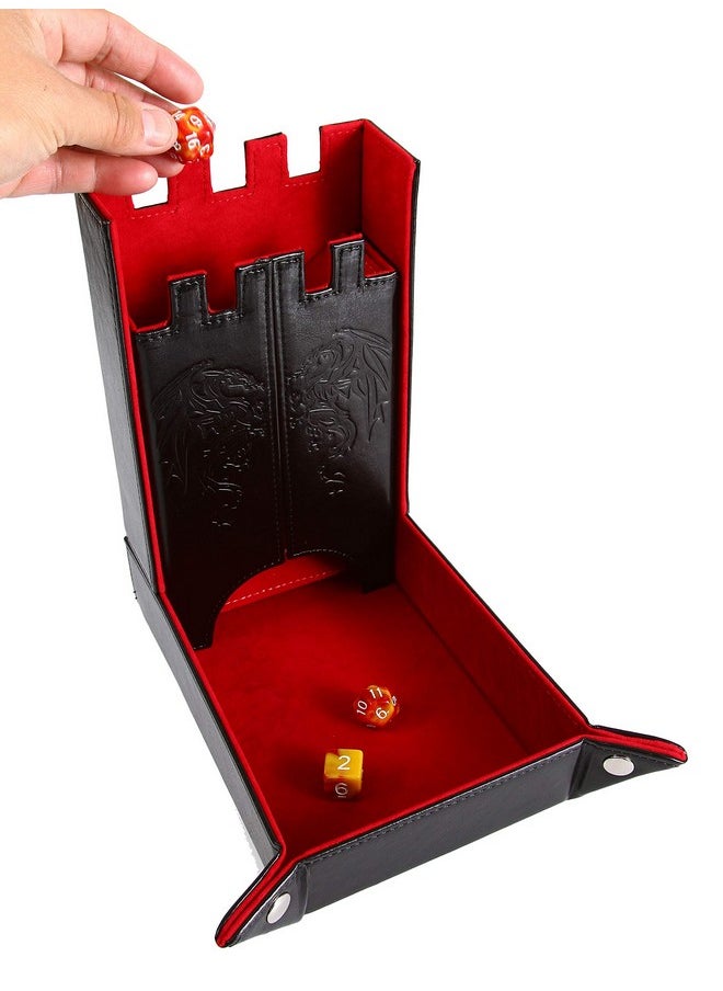 Forged Dice Co. Forged Dice Co. Draco Castle Foldable Dice Tray and Dice Tower - Foldable DND Dice Tray and Dice Rolling Tray Tower - Perfect for Dungeons and Dragons RPG and Tabletop Gaming - Red  - Image 4