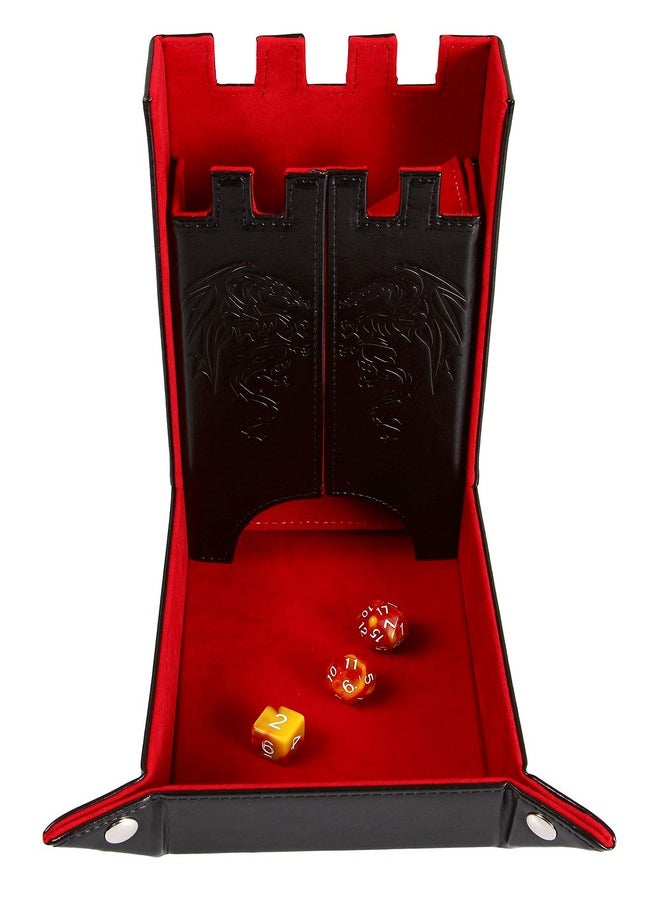 Forged Dice Co. Forged Dice Co. Draco Castle Foldable Dice Tray and Dice Tower - Foldable DND Dice Tray and Dice Rolling Tray Tower - Perfect for Dungeons and Dragons RPG and Tabletop Gaming - Red  - Image 2