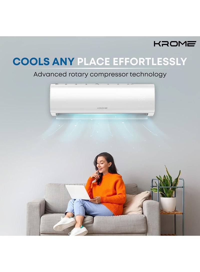 Krome Ac Split Air Conditioner With Advanced Rotary Compressor Technology 24000 Btu Low Noise Environment Friendly R-410A Smooth And Stable Operations KR-AR24TT3 White - Image 4