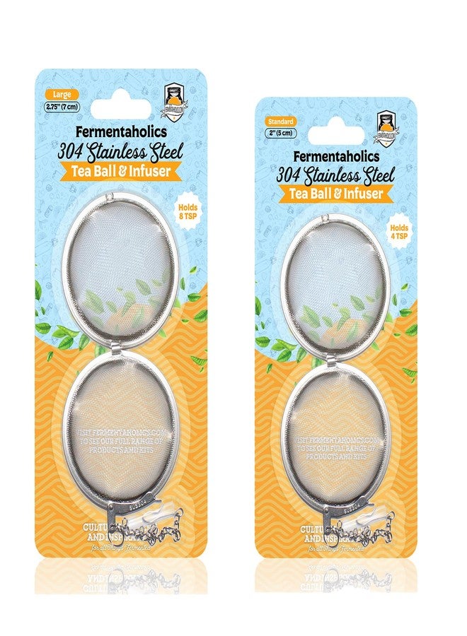 Fermentaholics Stainless Steel Tea Ball Infusers 2-Pack - Two Sizes - One 2" and One 2.75" Tea Ball - Easy Clean, Durable Mesh Filter for Loose Tea, Tisanes, Herbs, Spices - Easy Flavor Extraction - Image 1