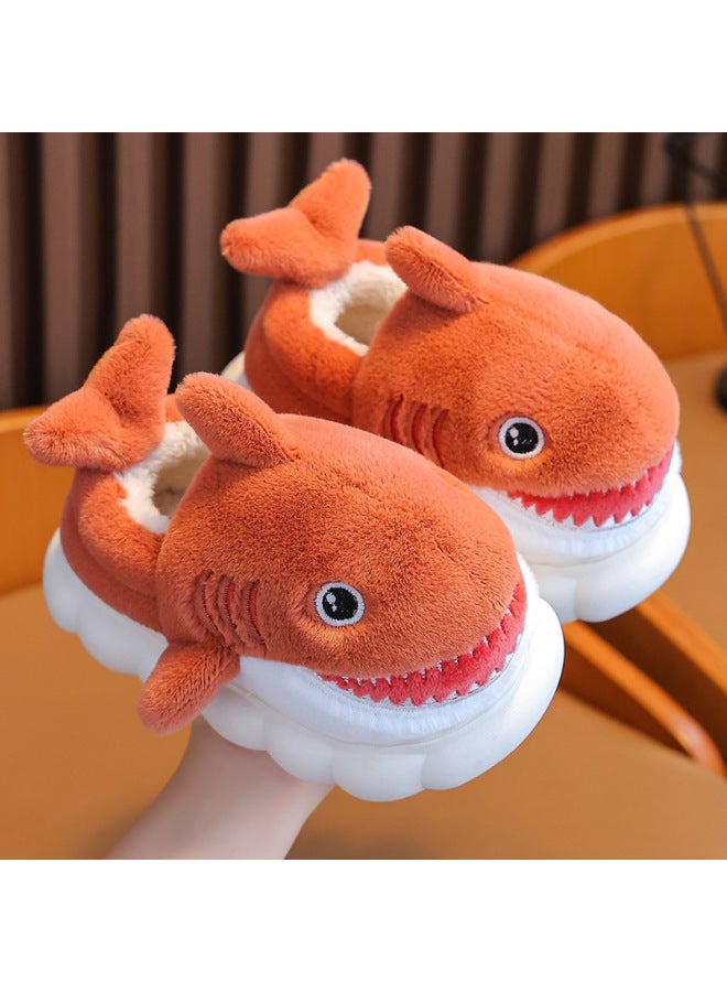 Winter Children's Cotton Slippers Boys Girls Warm Fleece-lined Parent-child Medium Small Kids Heel-wrapped Plush Home Baby Cotton Slippers - Image 1