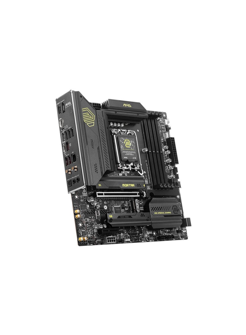 إم اس أي لوحة أم MAG B860M MORTAR WiFi، إنتل LGA1851، شريحة B860، Micro-ATX، 4x DDR5 UDIMM، تصل إلى 256GB، PCIe 5.0 x16، 3x M.2 (PCIe 5.0/4.0)، Wi-Fi 7، LAN 5G، Thunderbolt 4، HDMI 2.1، جاهز لسلسلة Core Ultra 2 | 911-7E40-002 - Image 4